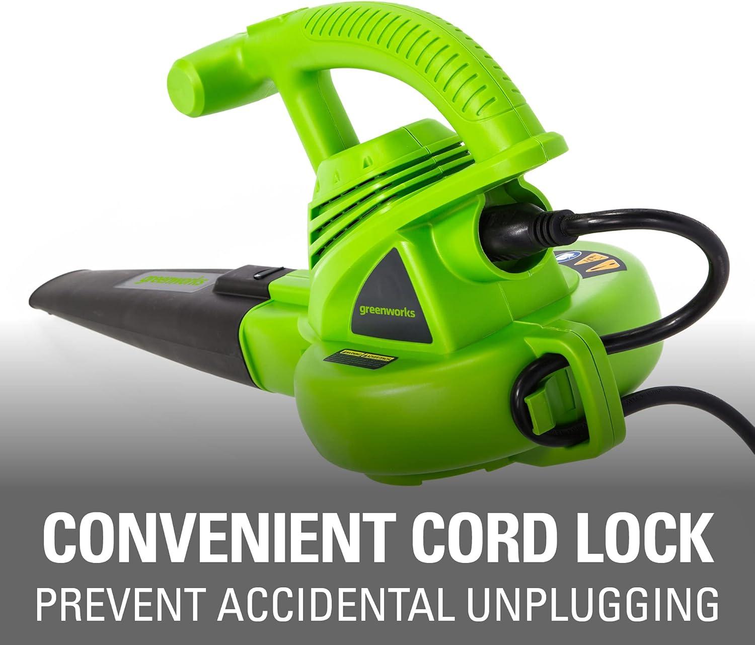Greenworks 7 Amp 150 CFM at 160 MPH Corded Electric Leaf Blower 24012