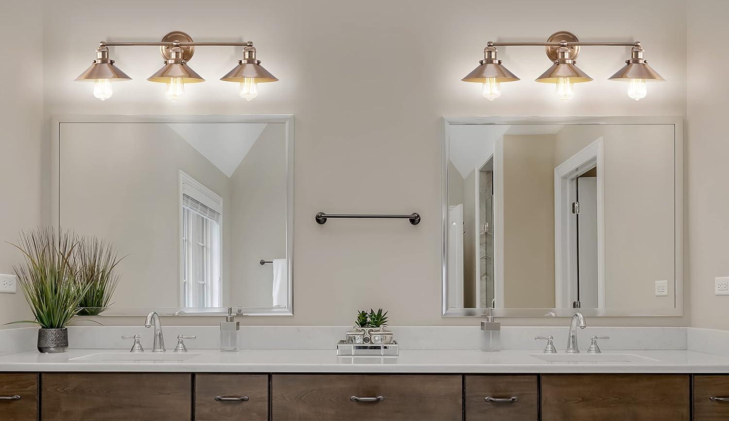 July Collection 26.5" Brushed Brass 3-Light Vanity with Clear Glass