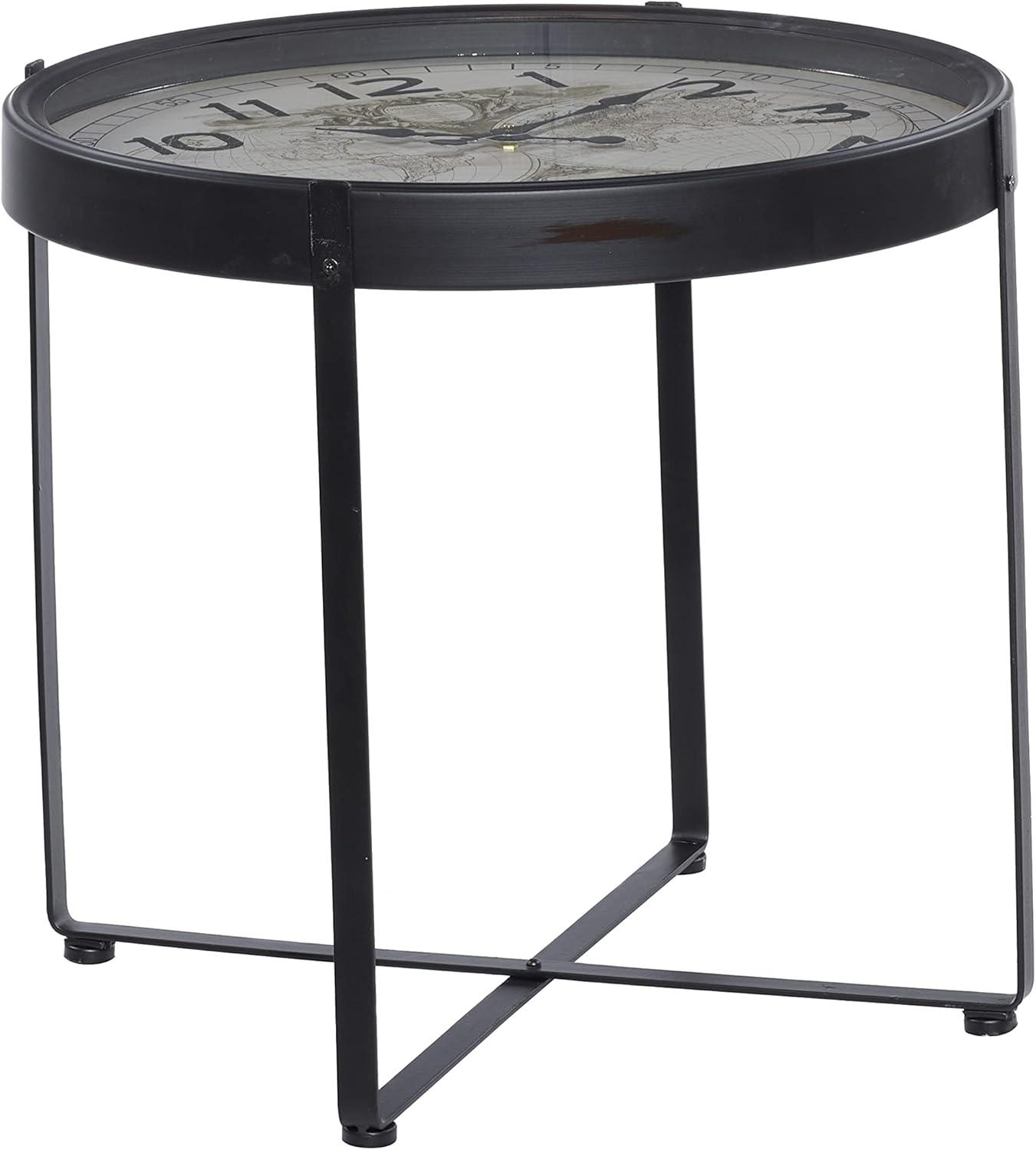 DecMode 24"W, 22"H MDF and Metal Farmhouse Accent Table, Black, 1-Piece