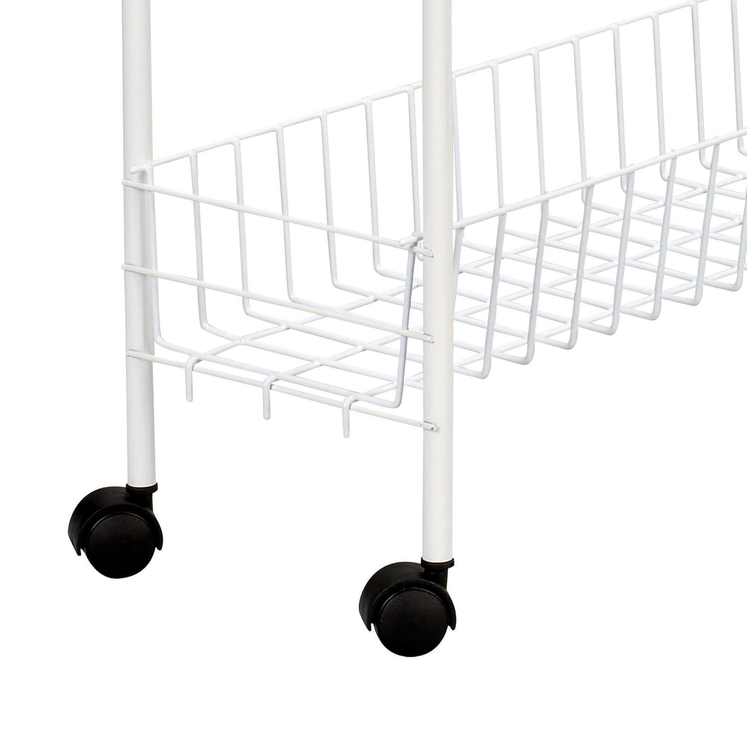 Prime made 4-shelf Steel Laundry Cart With Caster Wheels, White, Adult, Senior And Teen Age Groups