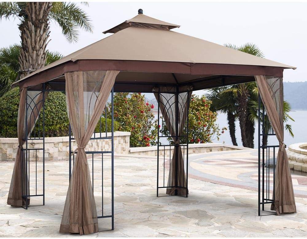 Beige Whisper 10' x 10' Two-Tiered Replacement Gazebo Canopy