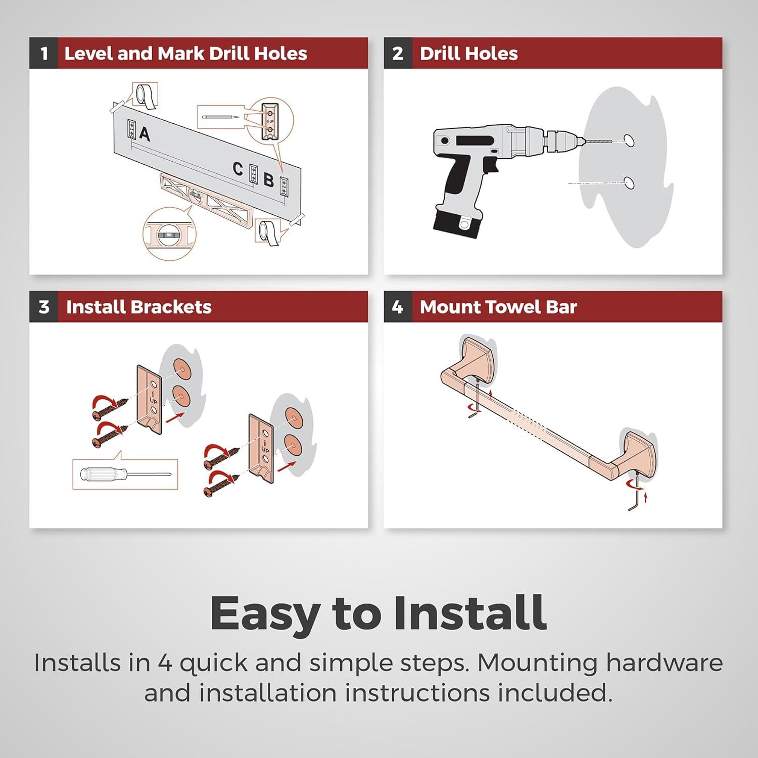 Vaneri 24-Inch Matte Black Wall Mounted Towel Bar