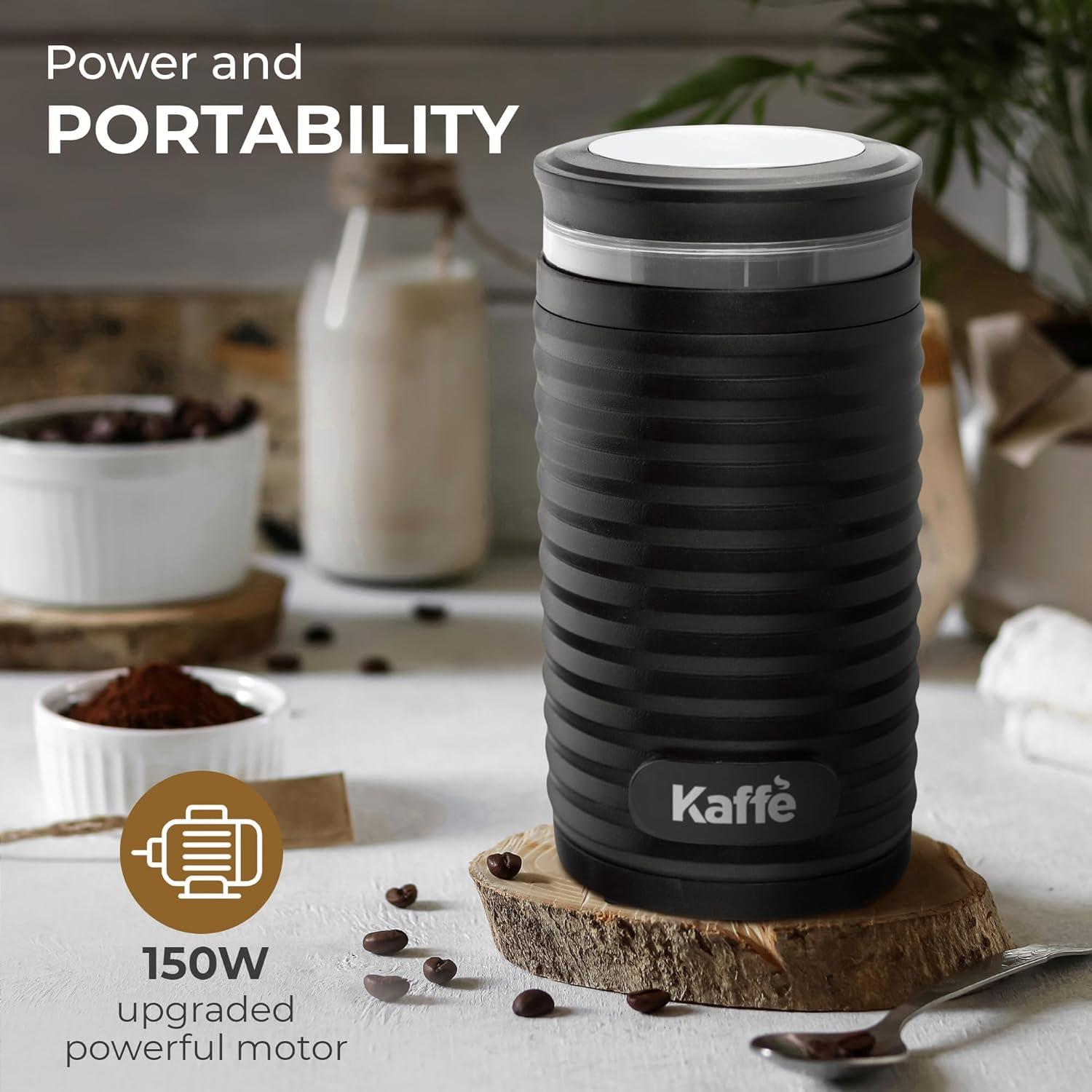 Electric Coffee Blade Grinder - Black (Cleaning Brush Included) NEW ROUND MODEL!: Kaffe, Medium to Extra Fine Grind, 3 Cup Capacity