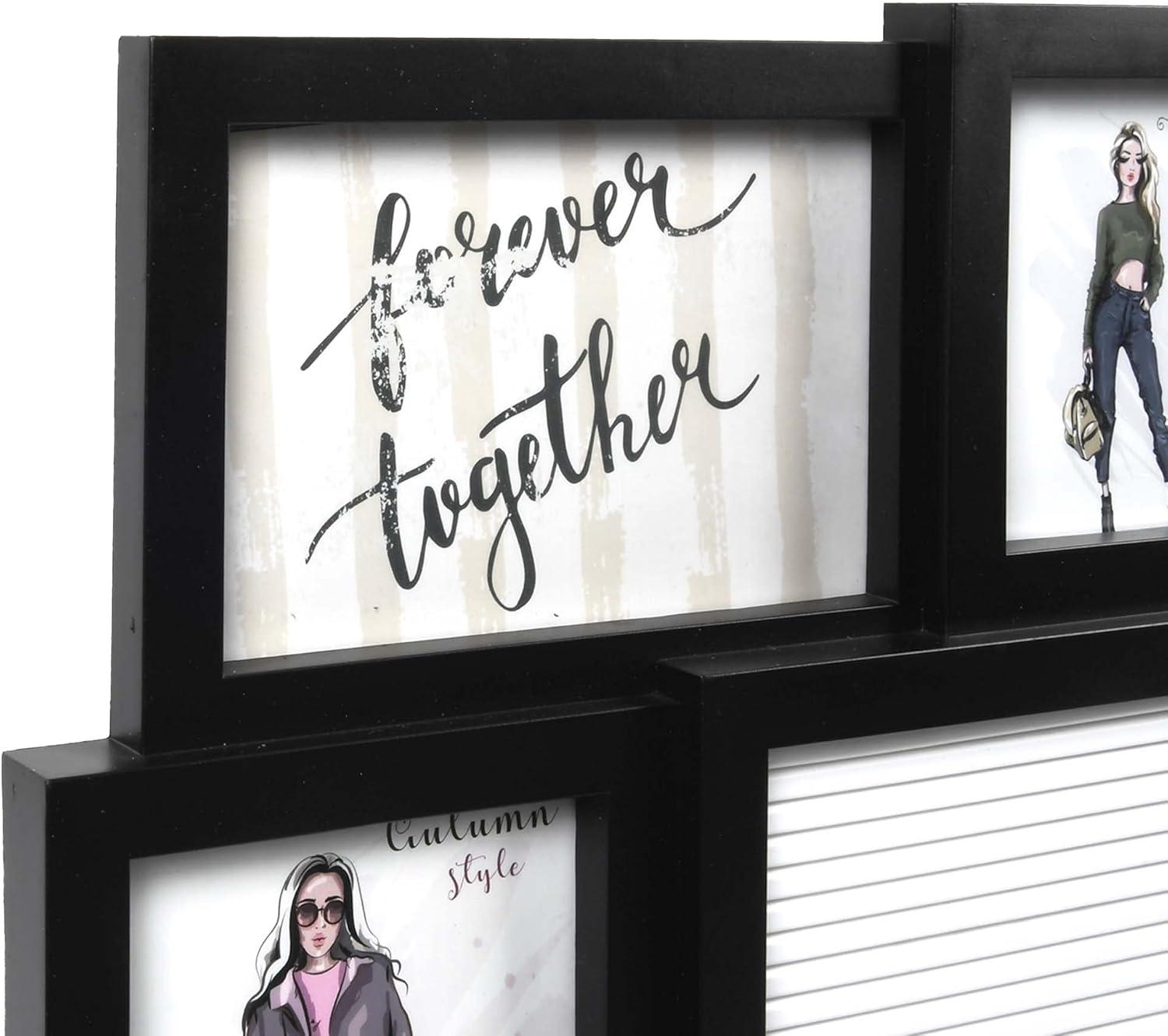 Prinz 8-Opening Letterboard Wall Collage Picture Frame, Holds Multi-Sized Photos, Black
