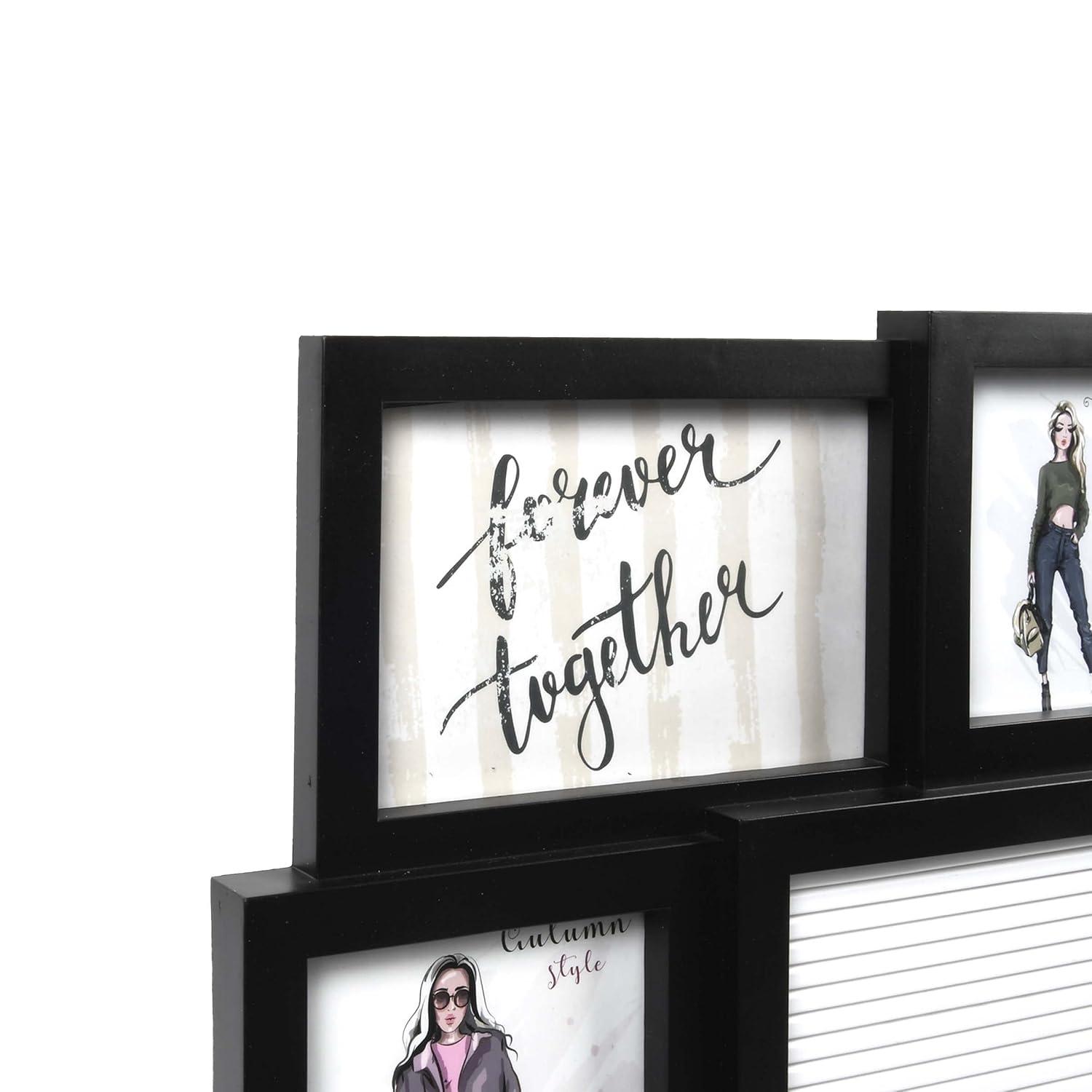 Prinz 8-Opening Letterboard Wall Collage Picture Frame, Holds Multi-Sized Photos, Black
