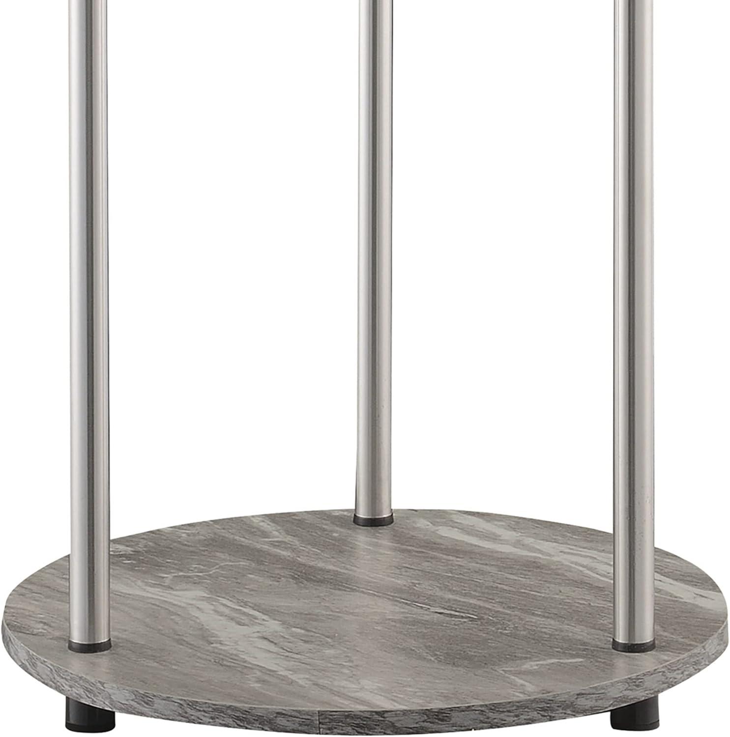 Convenience Concepts Designs2Go Round End Table, Faux Gray Marble & Chrome