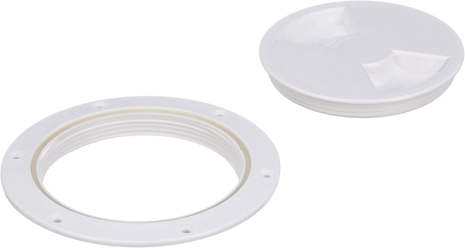 White ABS Plastic 4-Inch Deck Plate with Pre-Drilled Flange