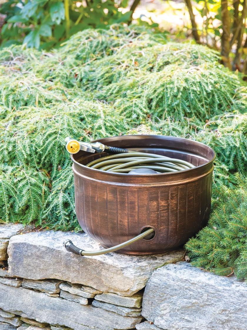Gardener's Supply Company Brushed Bronze Garden Hose Pot