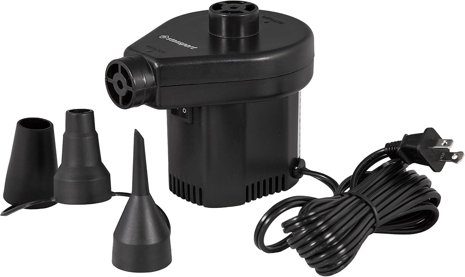 Stansport Black Compact 120V Electric Air Pump with Adapters