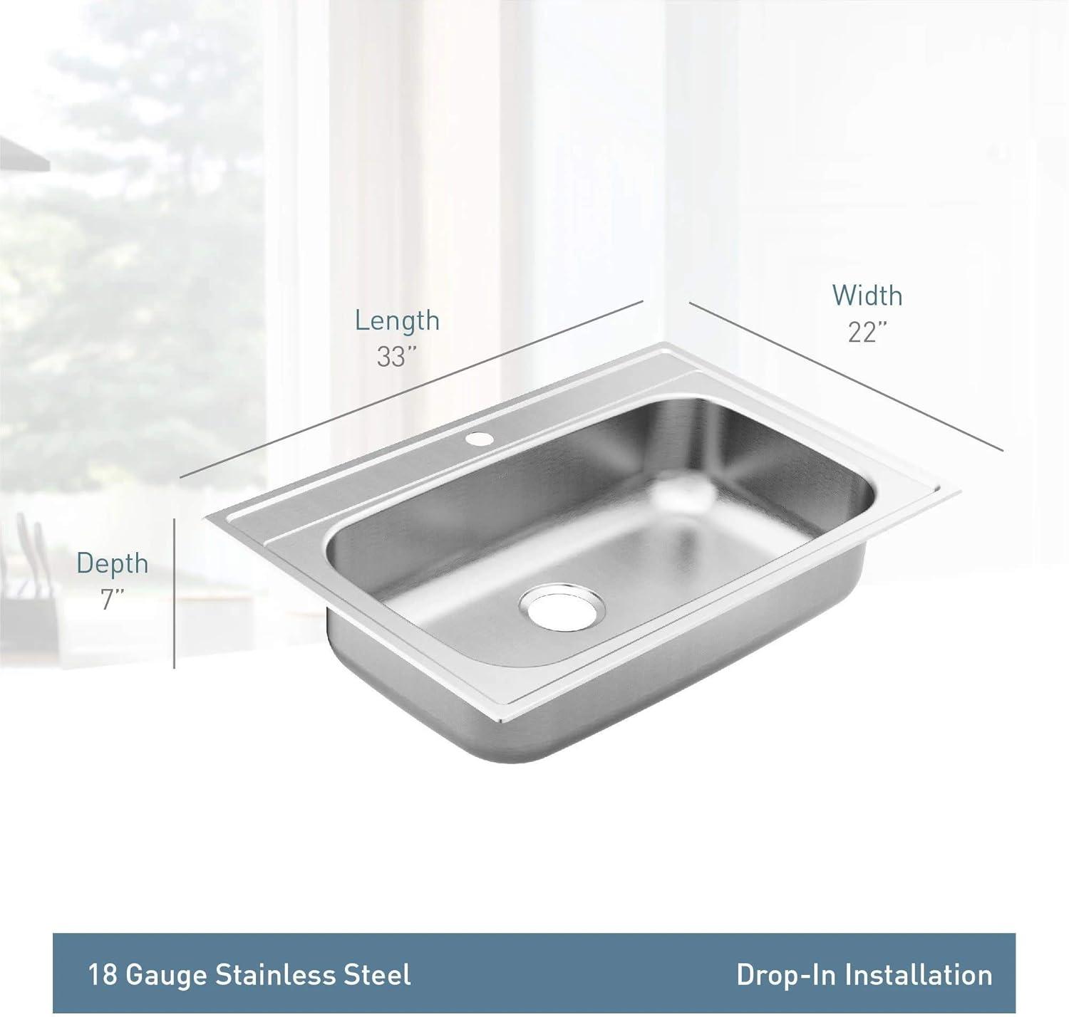 33-Inch Stainless Steel Single Bowl Drop-In Kitchen Sink