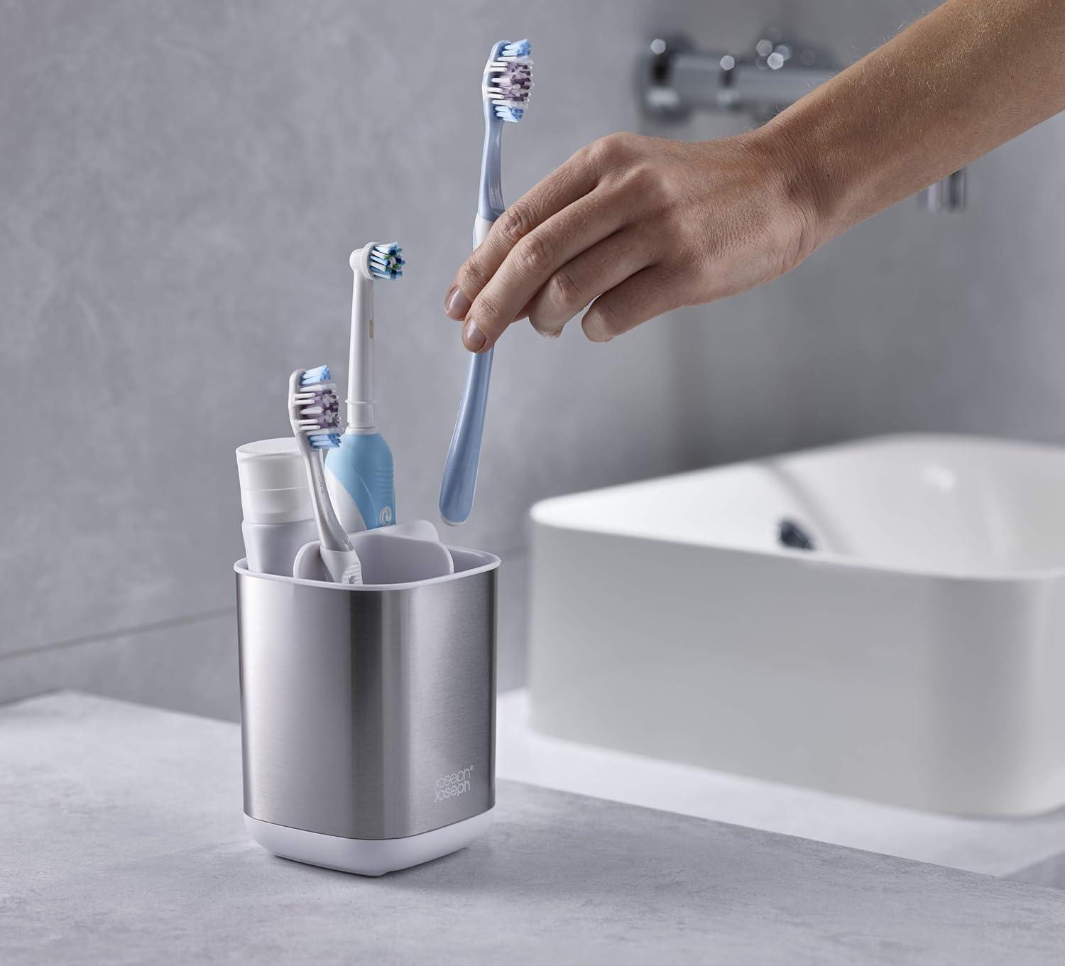 Joseph Joseph EasyStore Stainless Steel Compact Toothbrush Holder