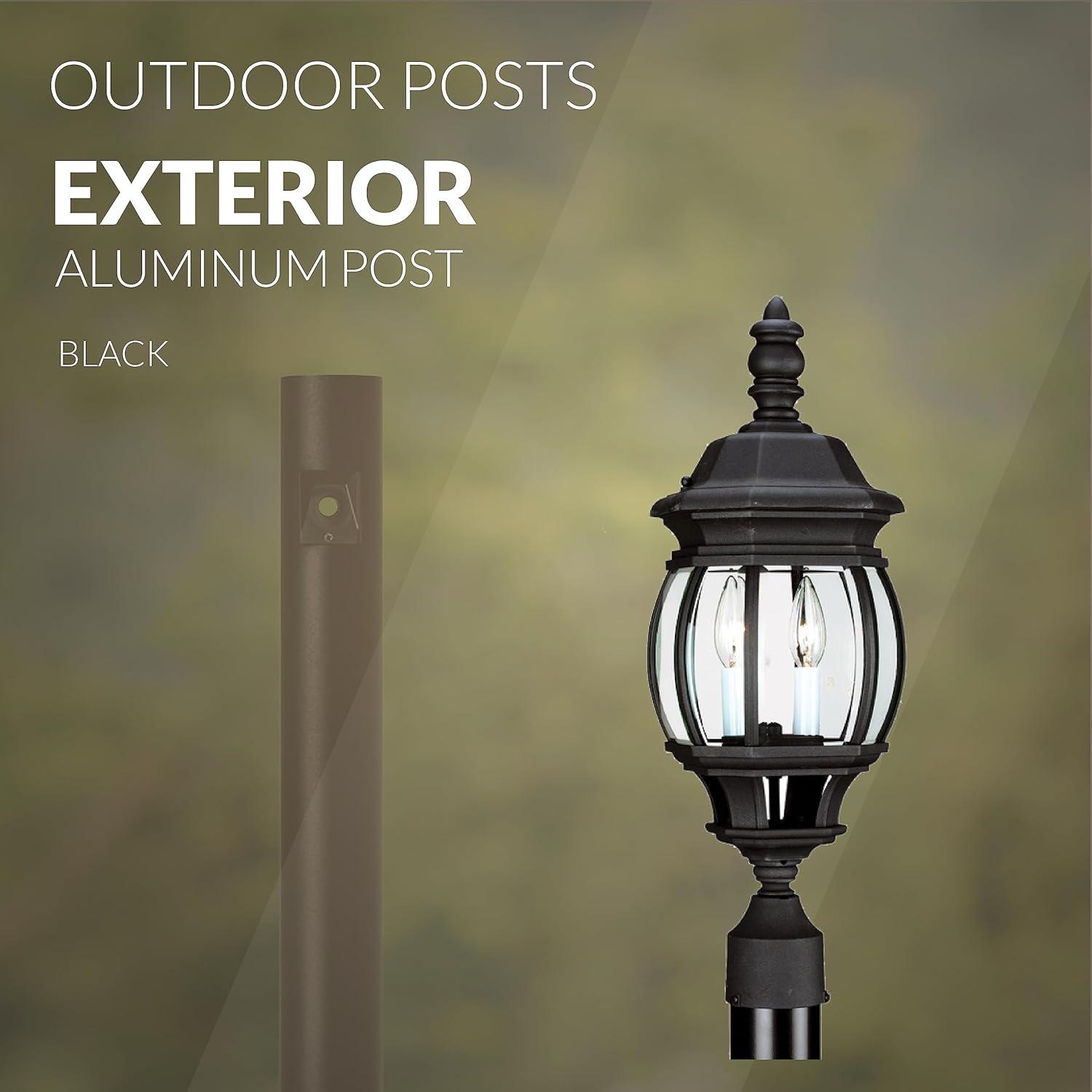 Tall Black Aluminum Outdoor Light Post with Photo Cell