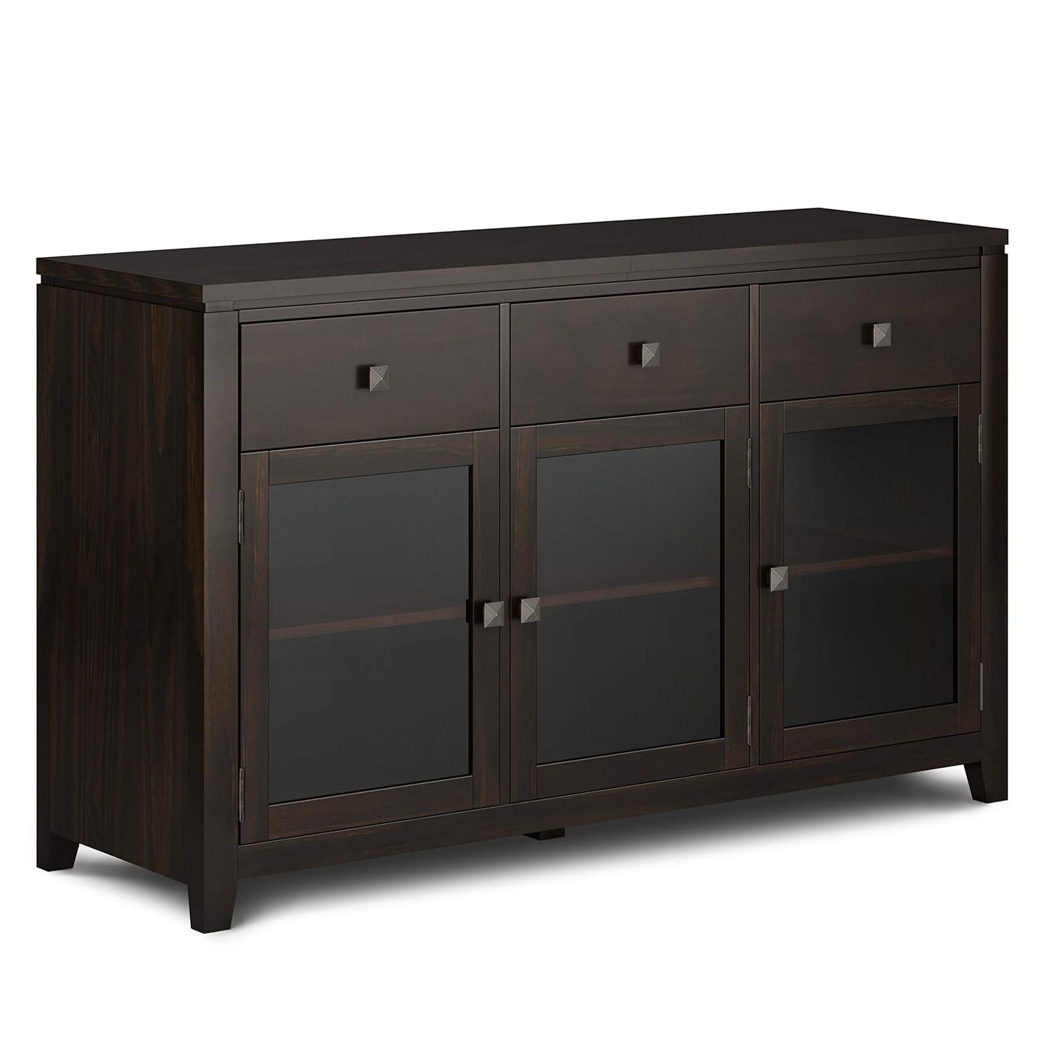 Simpli Home Cosmopolitan 54"W Solid Wood Contemporary 3-Door Sideboard Buffet with 3 Drawers