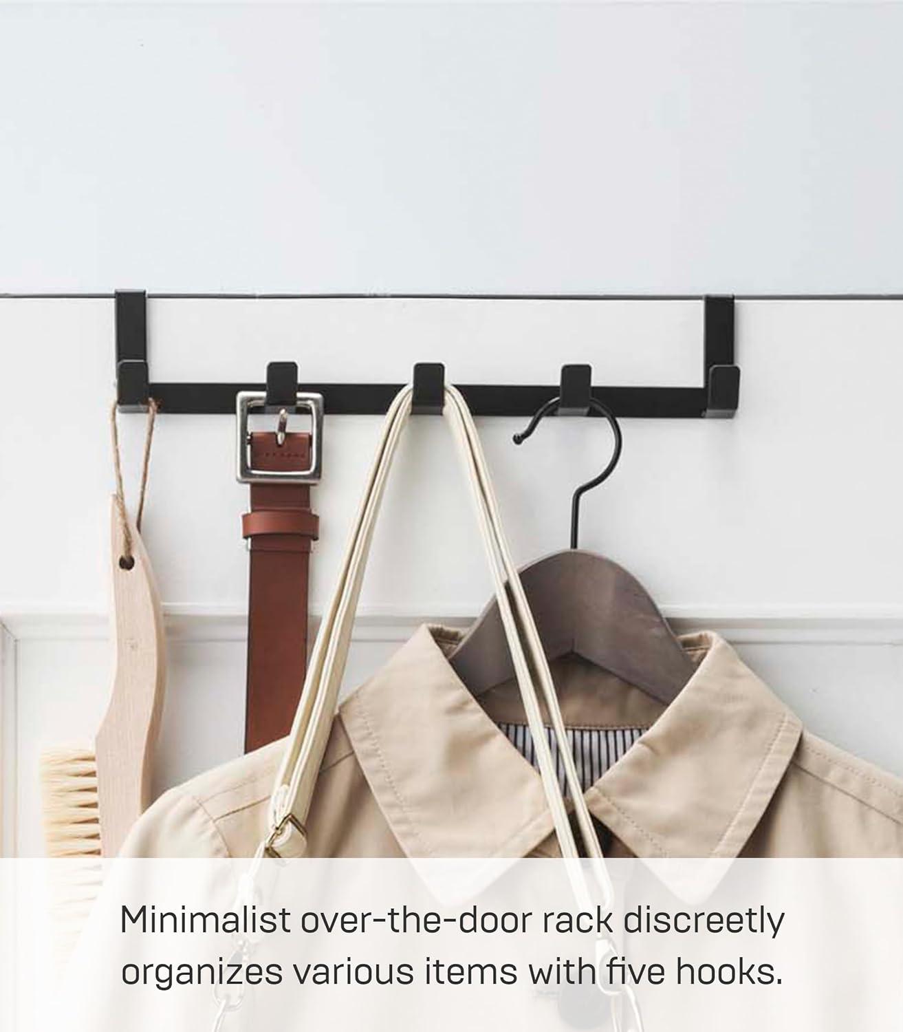 Yamazaki Home Over The Door Hooks - Hanging Coat Rack, Steel, Wide, Over-the-Door