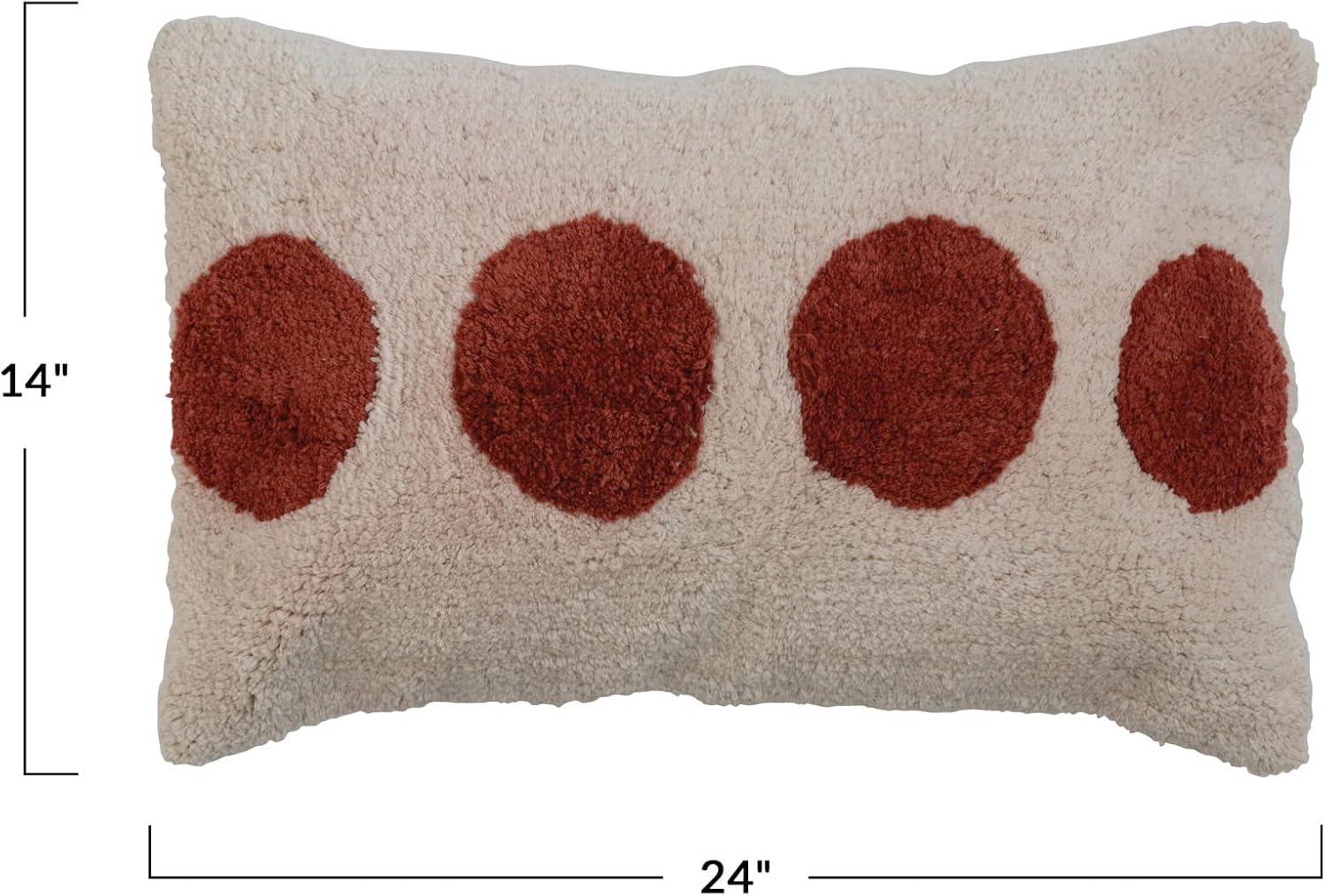 Creative Co-Op Fuzzy Dot Textiles Polka Dots Cotton Throw Pillow