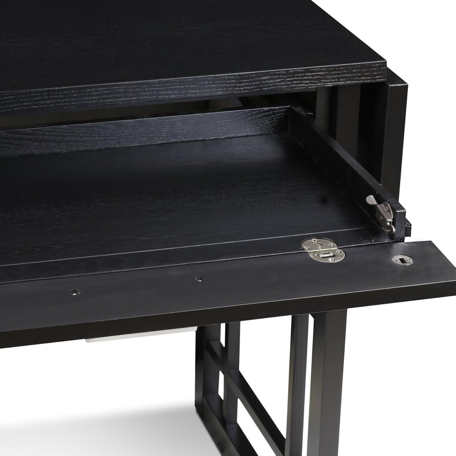 Solid + Manufactured Wood Drop Leaf Computer Writing Desk in Chocolate Oak