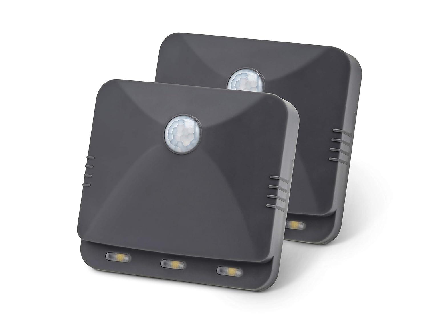 Gray Plastic Motion Sensing LED Stair Lights, 3-Pack