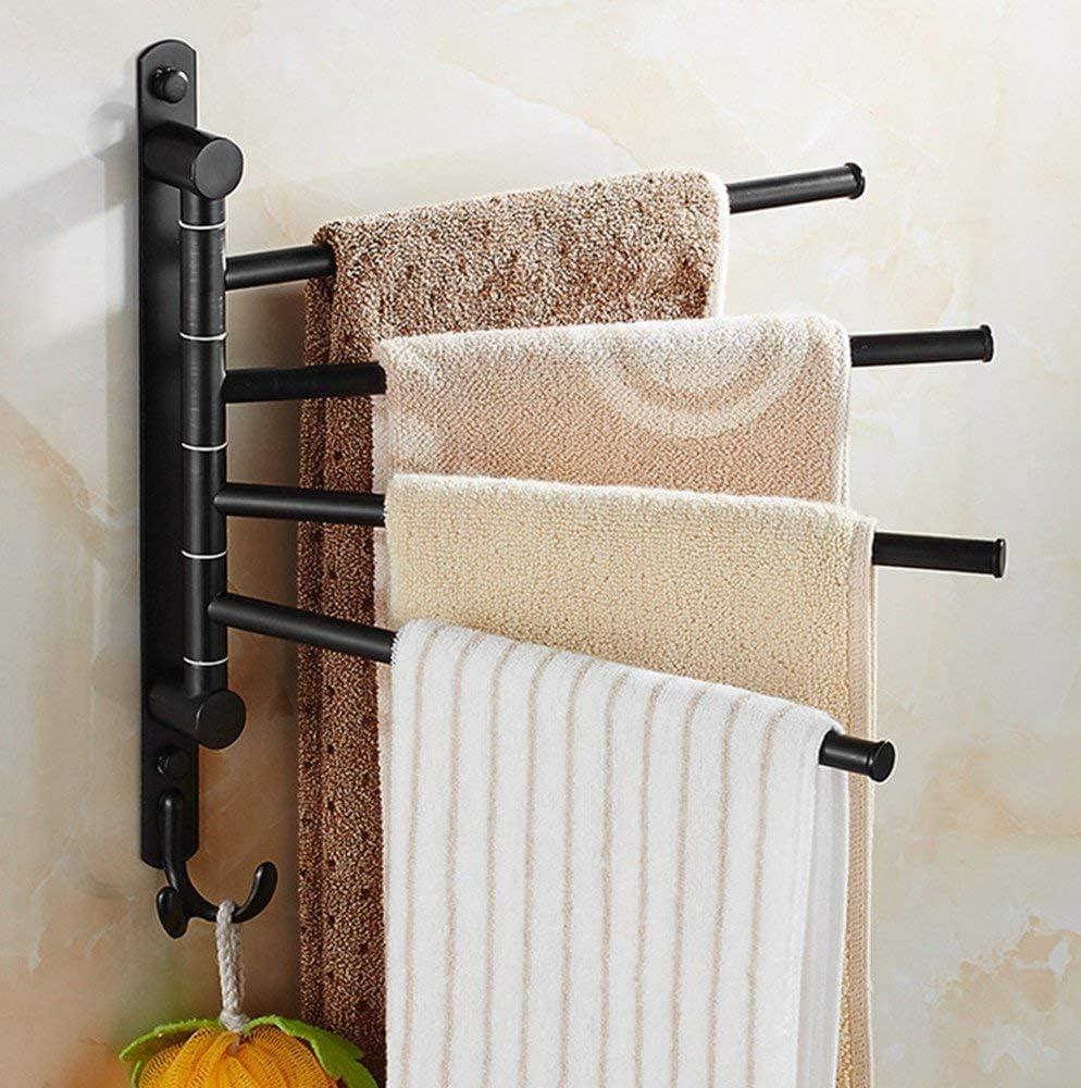 Oil Rubbed Bronze Towel Bars for Bathroom Wall Mounted Swivel Towel Rack Holder with Hooks 4-Arm