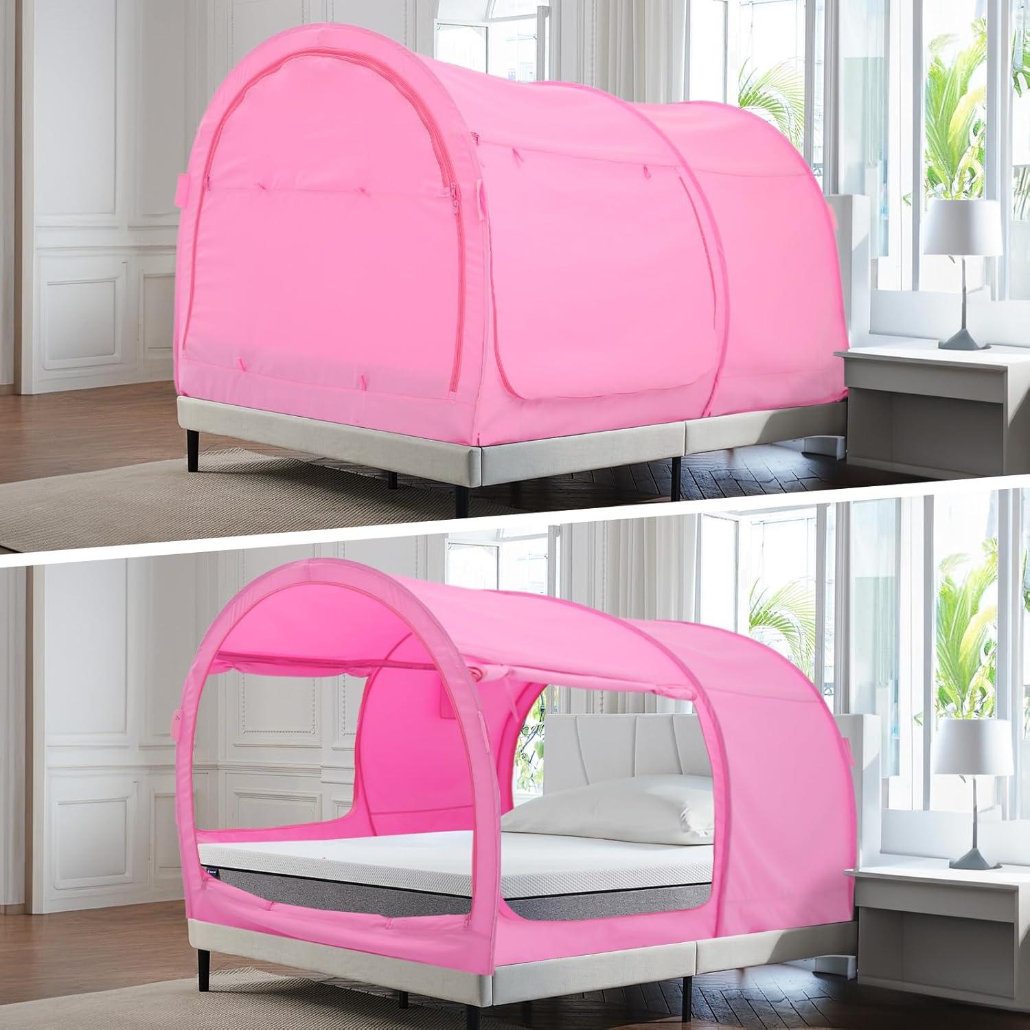 Alvantor Bed Canopy Bed Tents Dream Tents Privacy Space Twin Size Breathable Pink Cottage