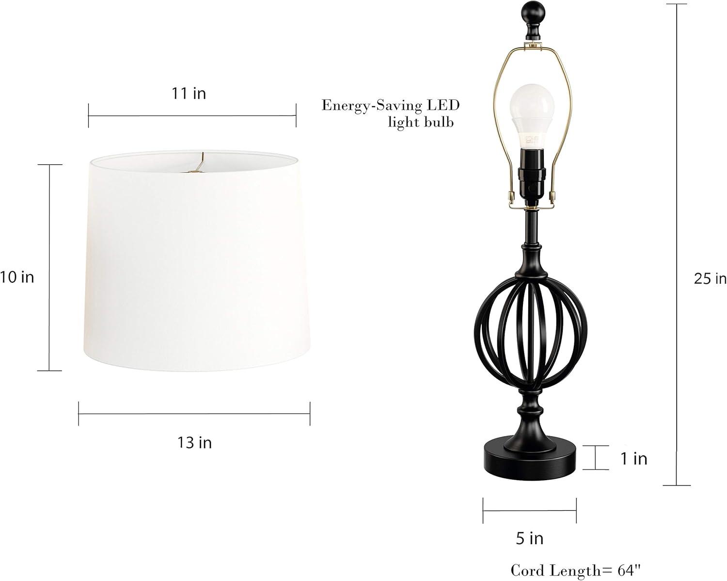Lavish Home Set of 2 Modern Rustic Style Table Lamps, Ivory