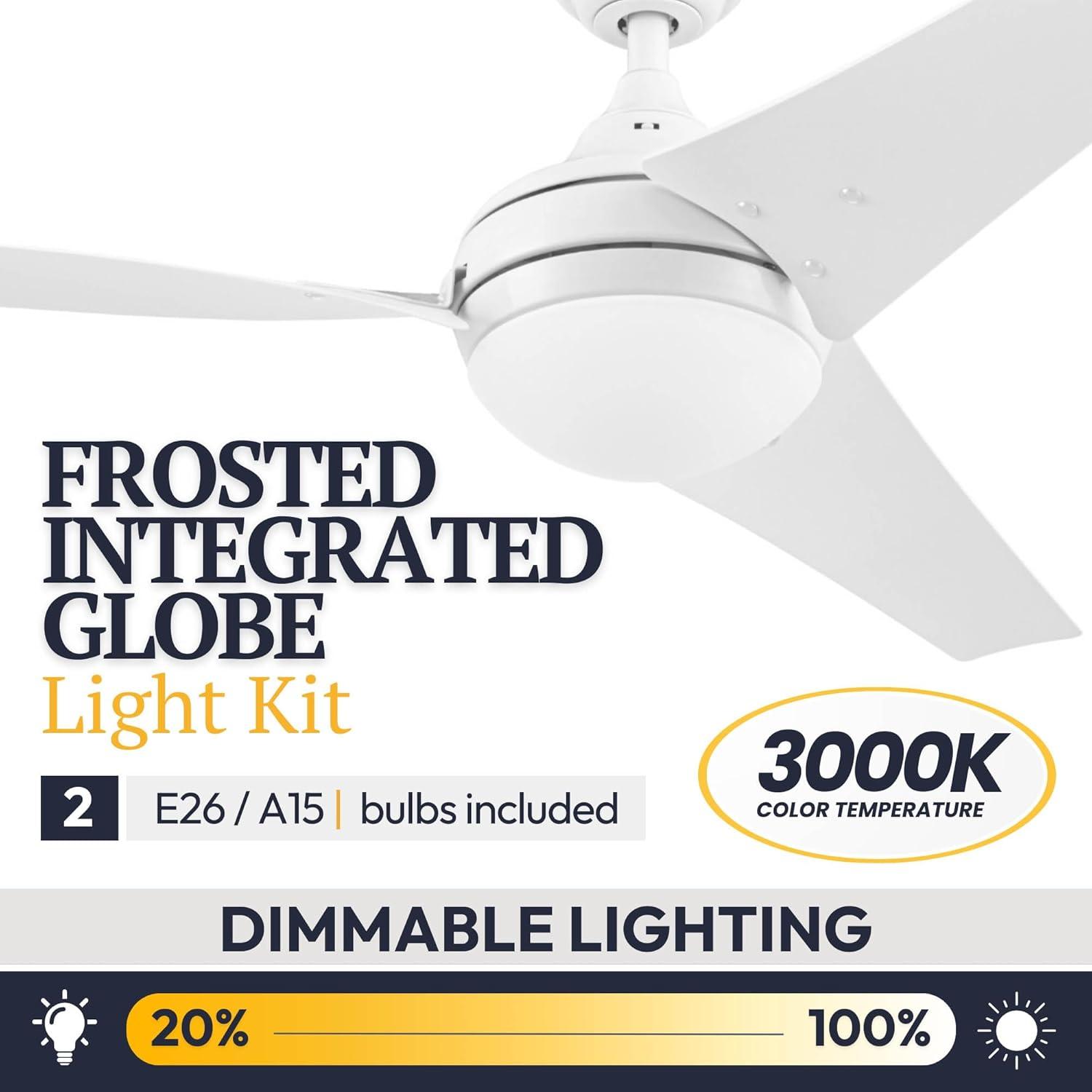 Prominence Home 51873-45 52 in. Remote Control Contemporary Indoor LED Ceiling Fan with Light - White
