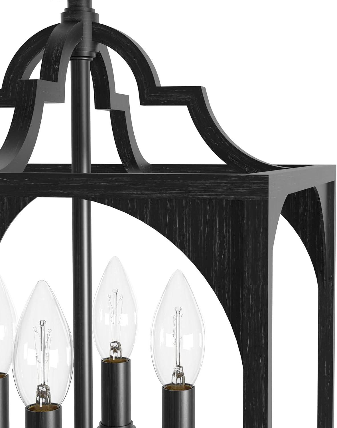 Hunter - Highland Hill 4-light Rustic Iron, Medium Size Pendant Light, Dimmable, Formal Style, Lantern Shaped, for Bedrooms, Kitchens, Dining, Living Rooms - 19283