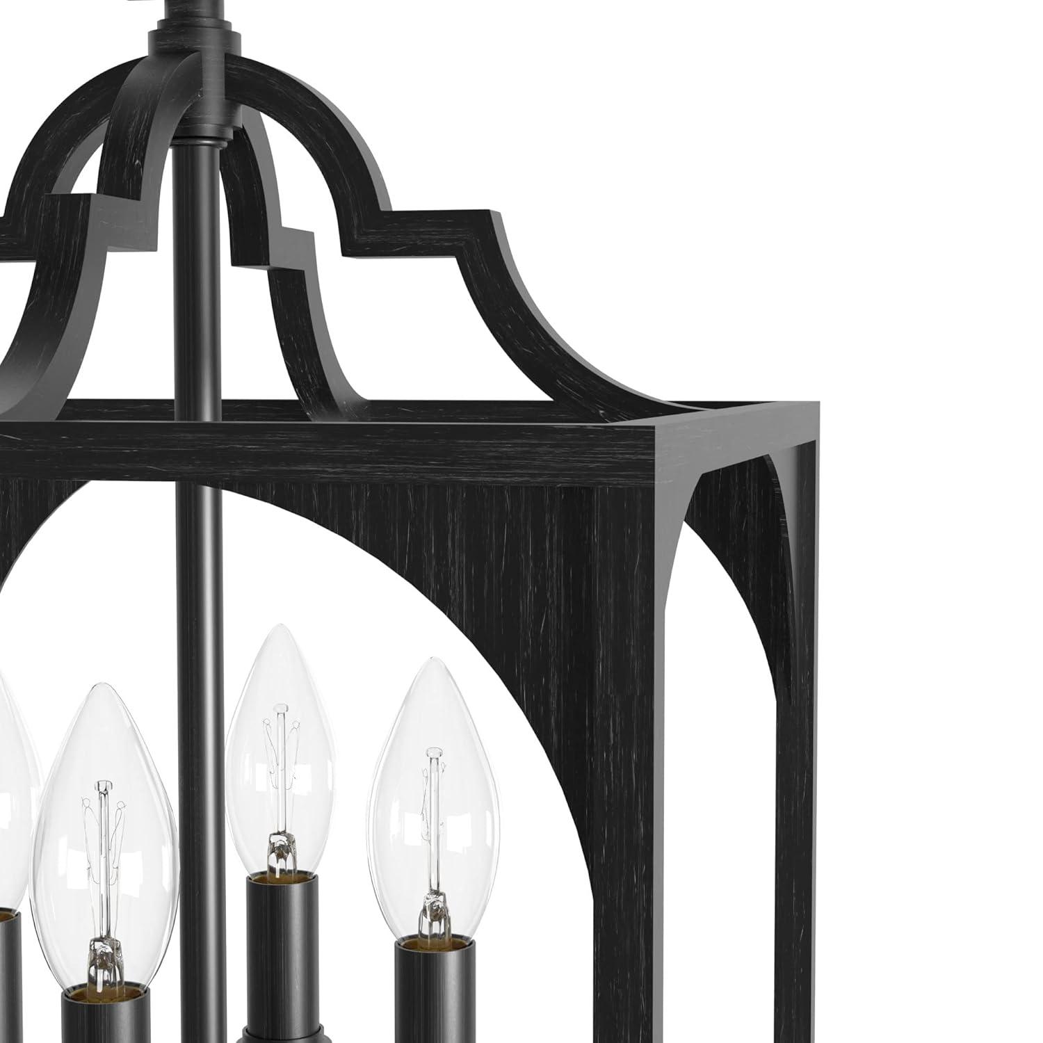 Hunter - Highland Hill 4-light Rustic Iron, Medium Size Pendant Light, Dimmable, Formal Style, Lantern Shaped, for Bedrooms, Kitchens, Dining, Living Rooms - 19283