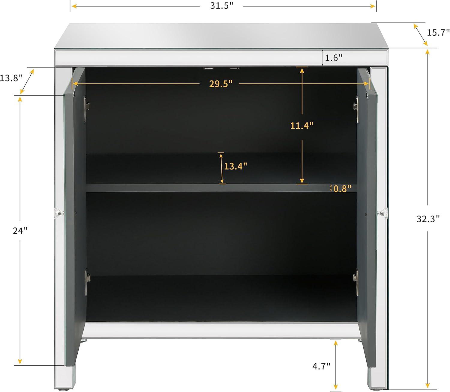 Storage Cabinet with Mirror Trim Living Room Dining Room Entryway Kitchen M Shape