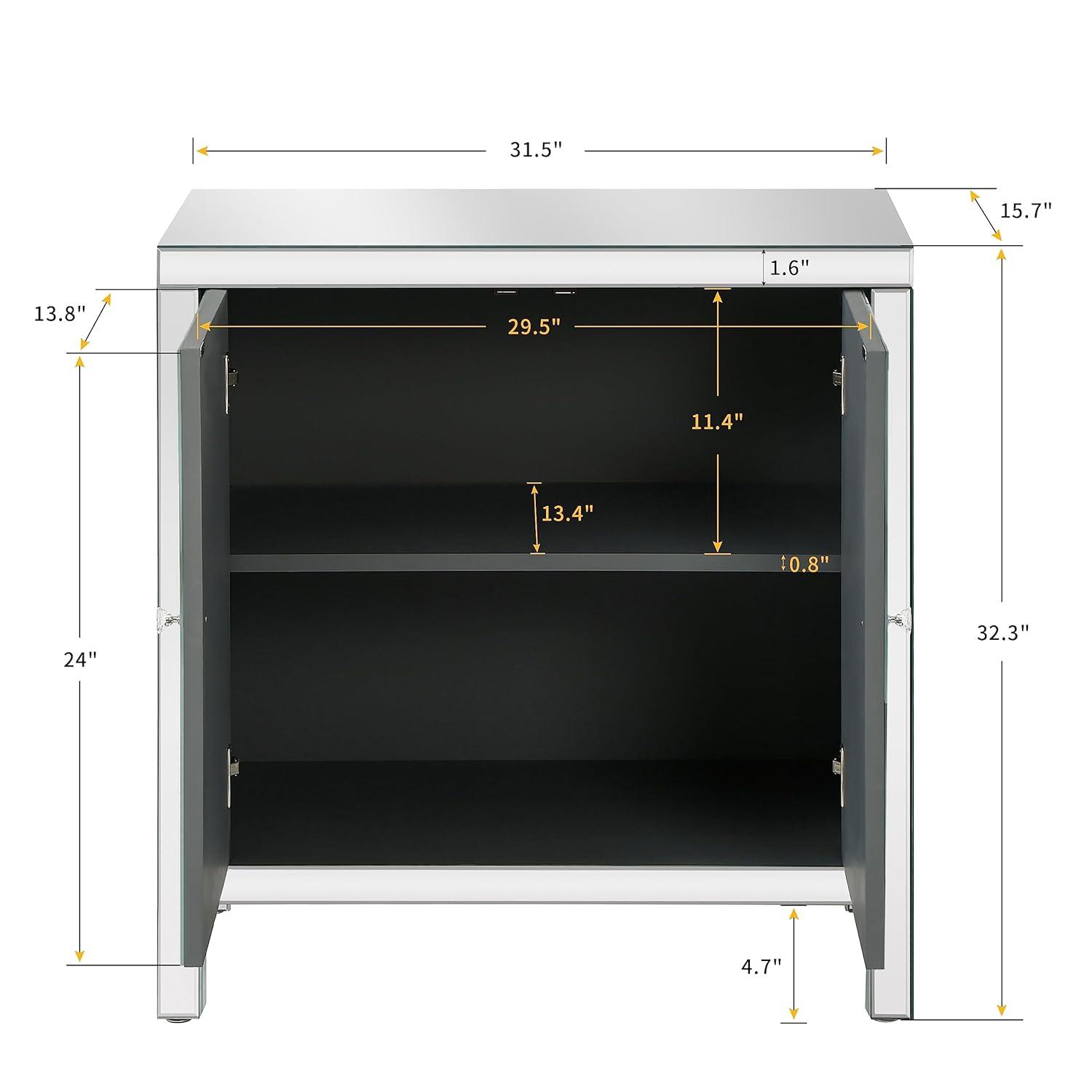 Storage Cabinet with Mirror Trim Living Room Dining Room Entryway Kitchen M Shape