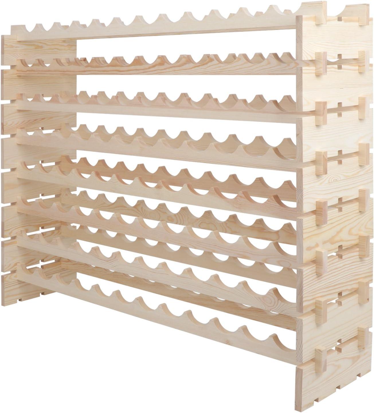 Lorelia 8 Tiers 96 Bottles Holder Wood Wine Rack Storage Decorate Display Bottle Shelves