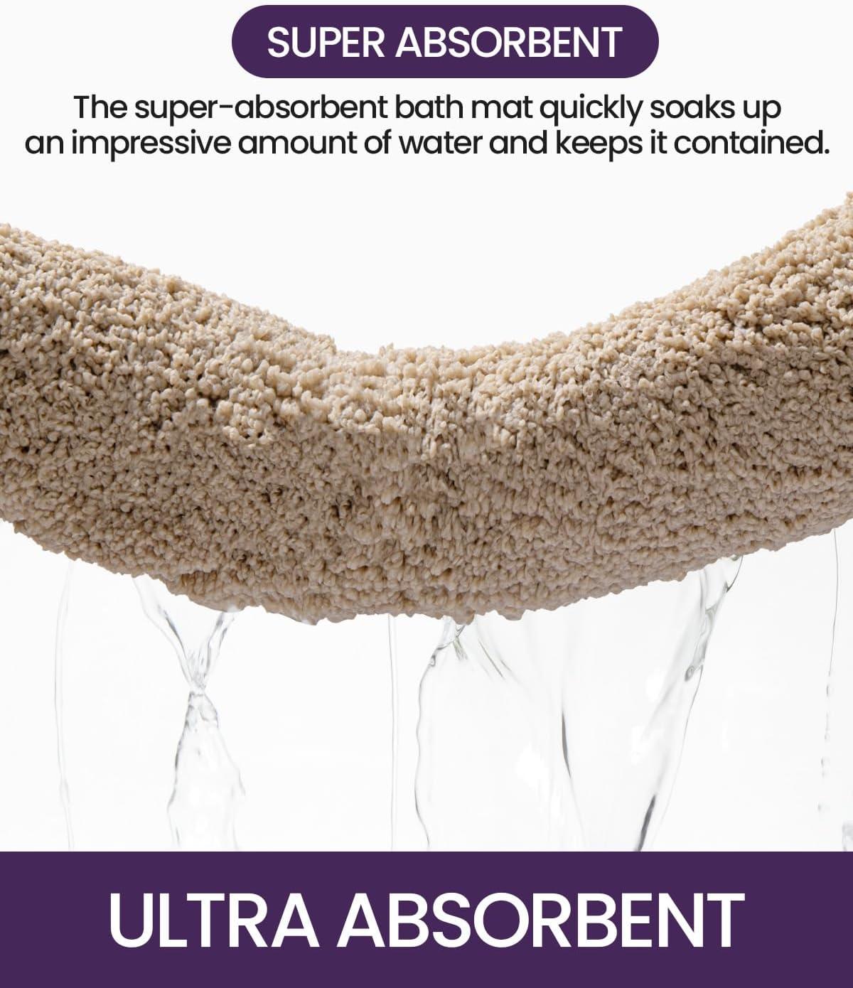 Smiry Microfiber Bathroom Rugs, 16"x24" Soft and Absorbent Bath Rugs, Non-Slip Machine Wash bath mats, Beige