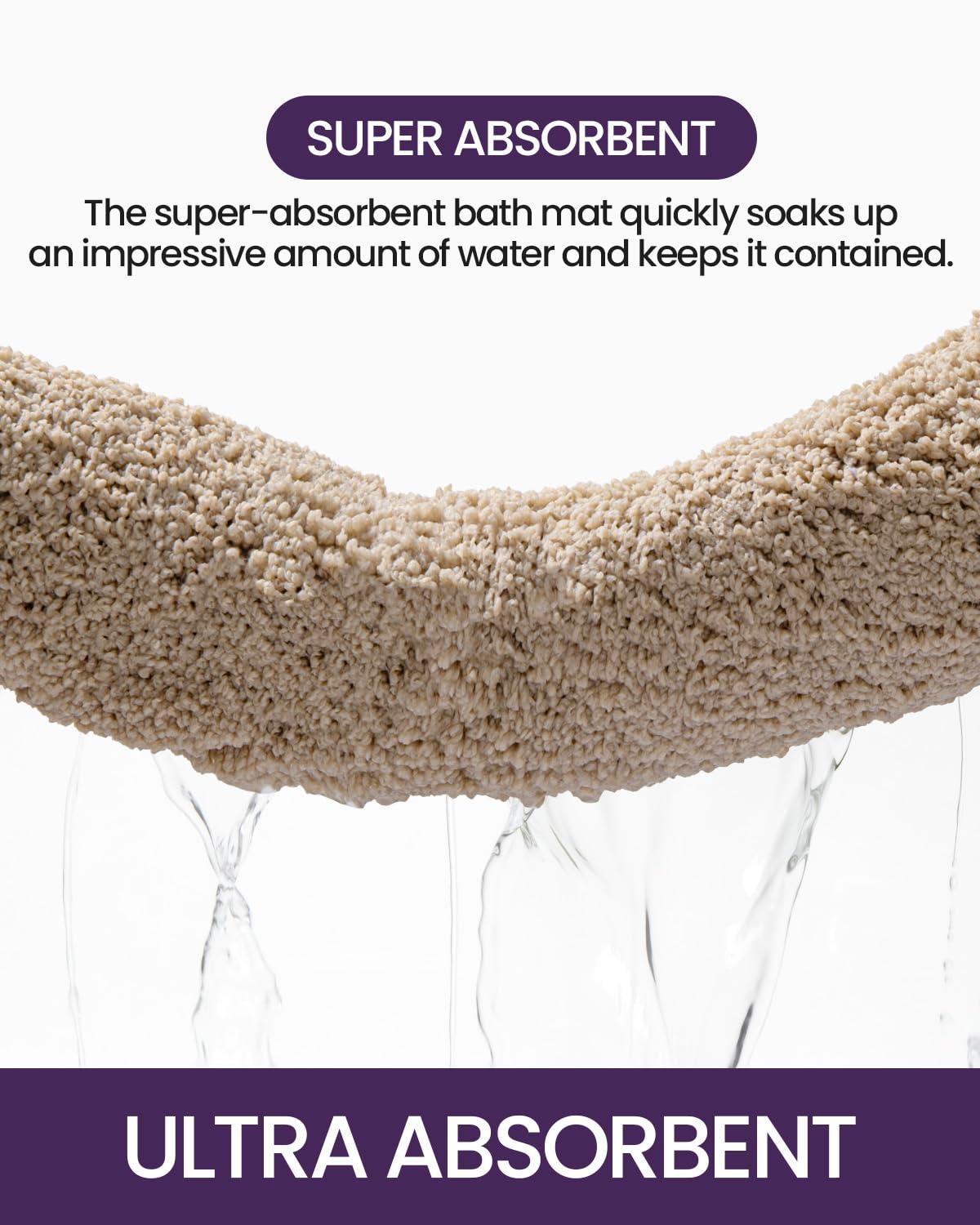 Smiry Microfiber Bathroom Rugs, 16"x24" Soft and Absorbent Bath Rugs, Non-Slip Machine Wash bath mats, Beige