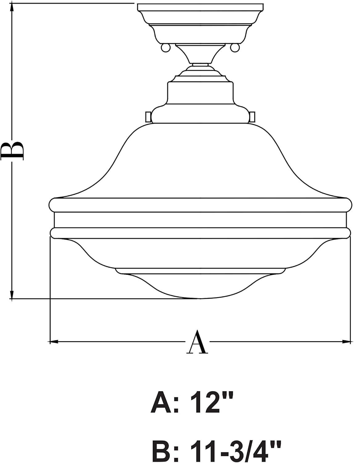 Vaxcel Huntley 12-in W Bronze Farmhouse Schoolhouse Semi Flush Mount Ceiling Light White Glass