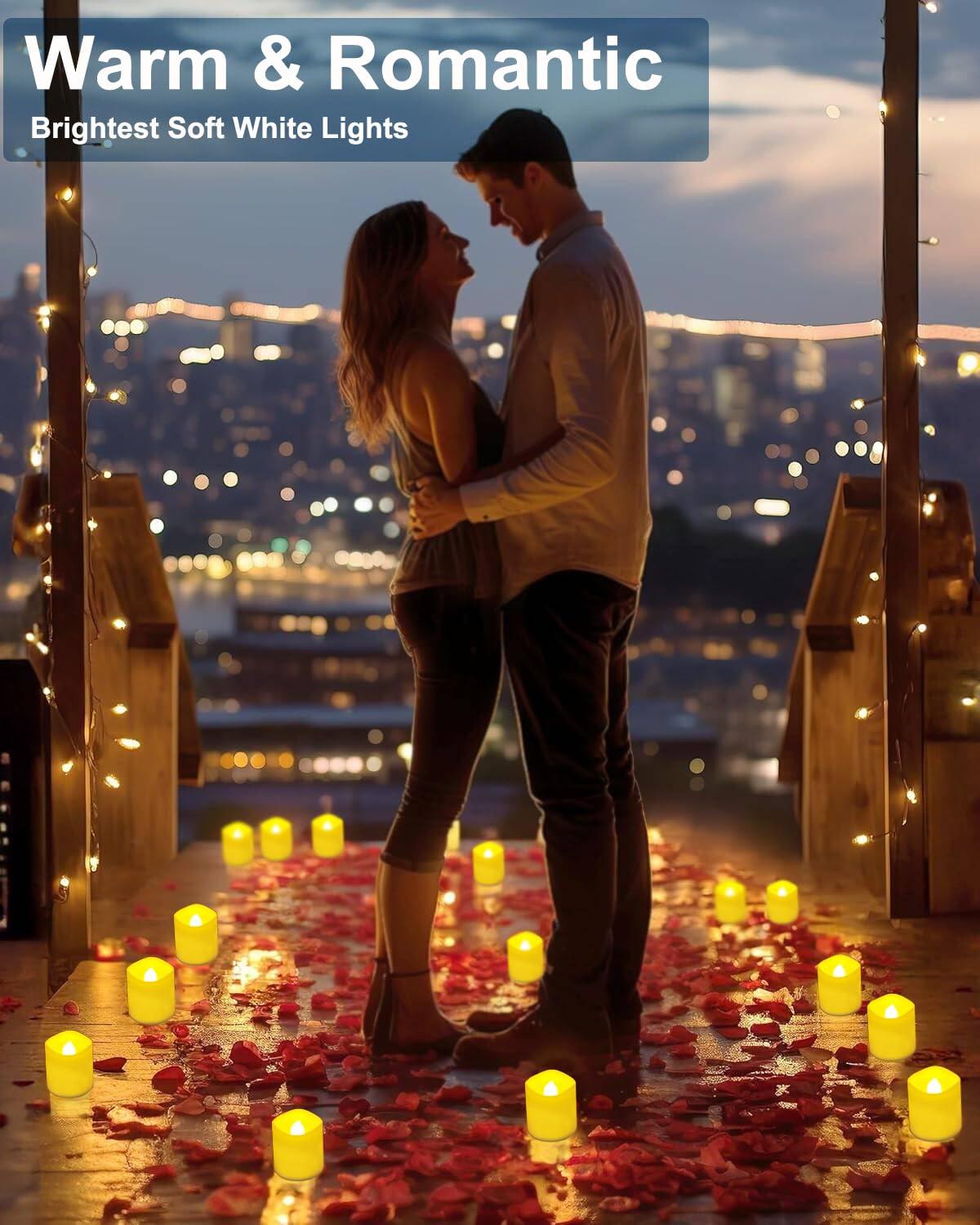 12 Pcs Flameless LED Tea Light Candles Warm Yellow Flickering Bright Tealights Electric