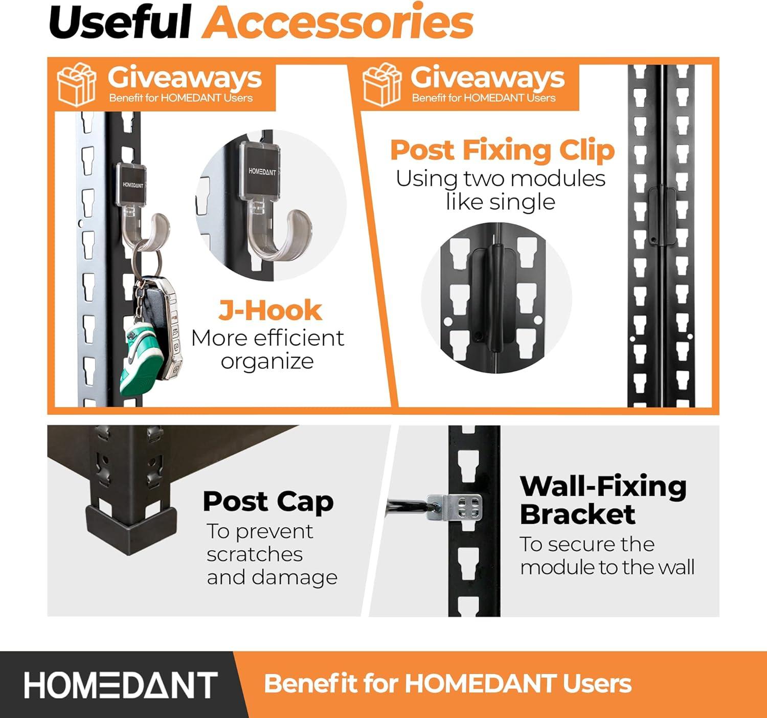 HOMEDANT Korean Thicker Board Steel Storage Shelves 35.9"W x 16.2"D x 71.3"H Garage Metal Rack