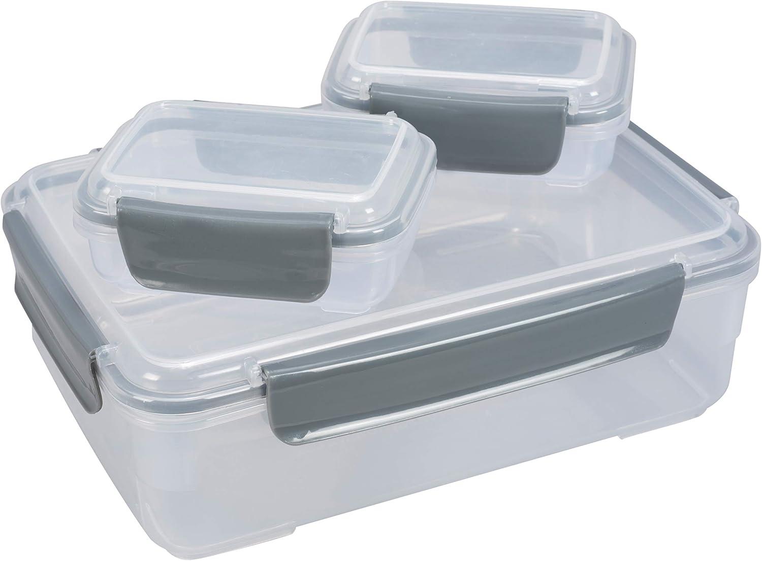 Kitchen Details 12 Piece 2.25 L Plastic Airtight Food Storage Container Set, Grey