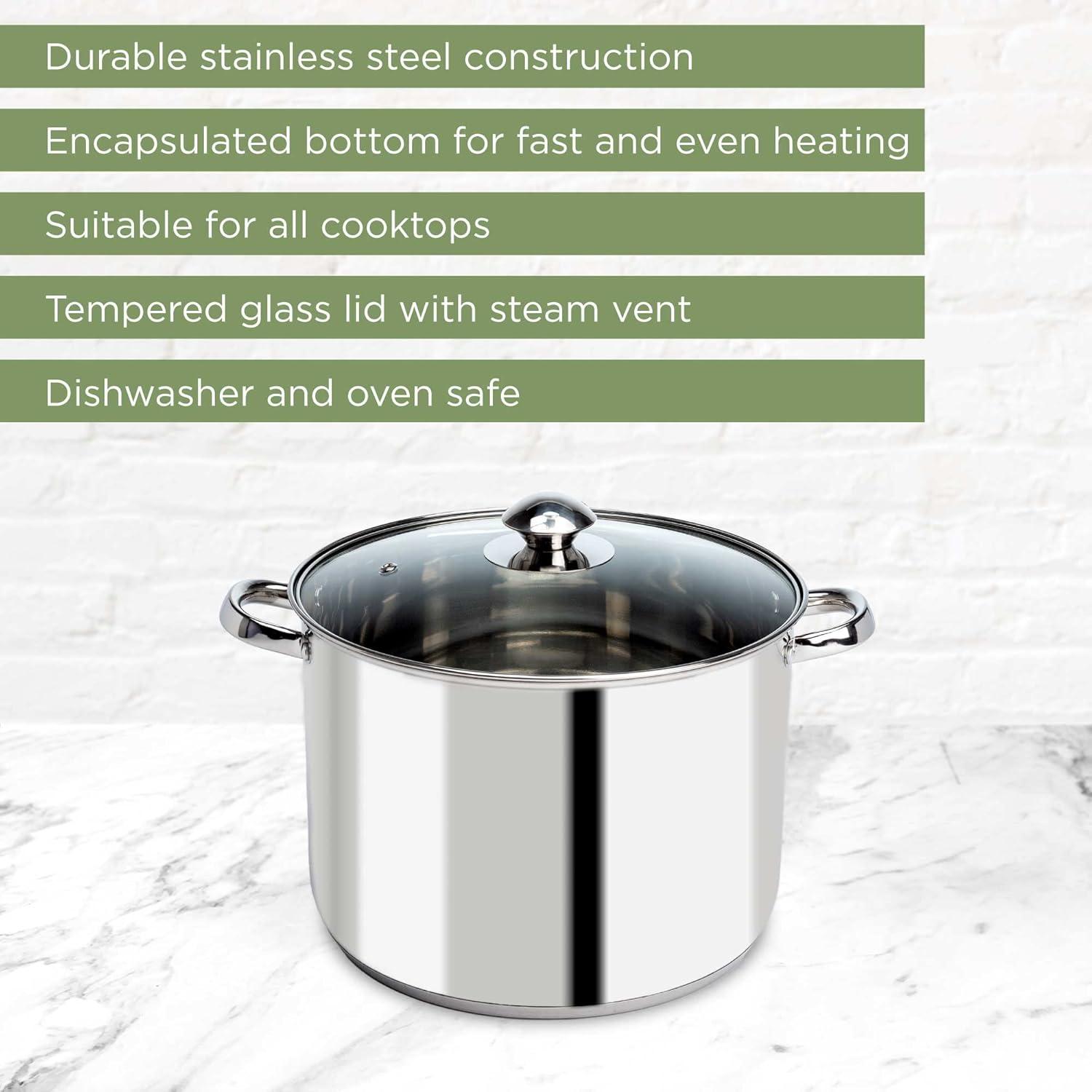 Ecolution Pure Intentions Stainless Steel Stock Pot with Lid, 8 Quart, Polished