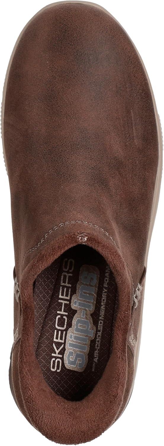 Chocolate Faux Leather Slip-On Clogs with Fur Lining