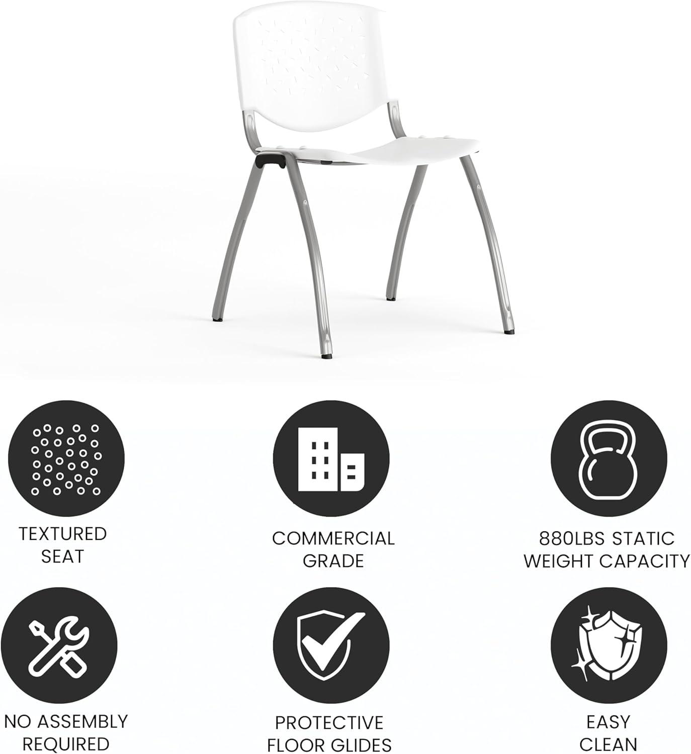 Flash Furniture Memphis 880 lb. Capacity Plastic Stack Chair with Powder Coated Frame