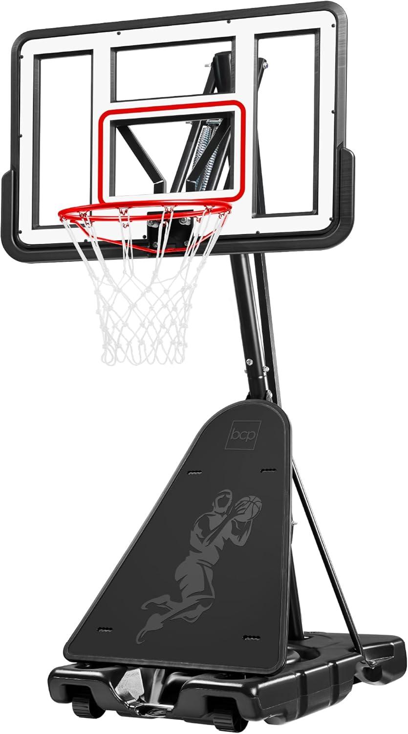 Best Choice Products Adjustable 4.4-10ft Basketball Hoop, Portable Goal w/Shatterproof Backboard, Ball Return - White