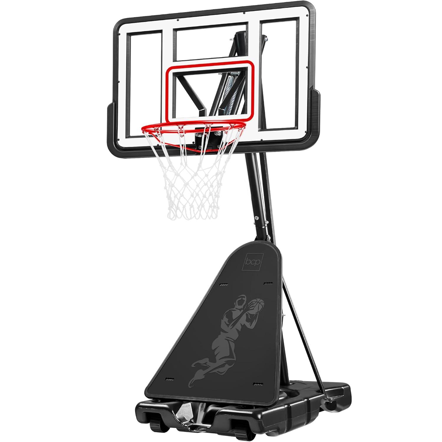Best Choice Products Adjustable 4.4-10ft Basketball Hoop, Portable Goal w/Shatterproof Backboard, Ball Return - White