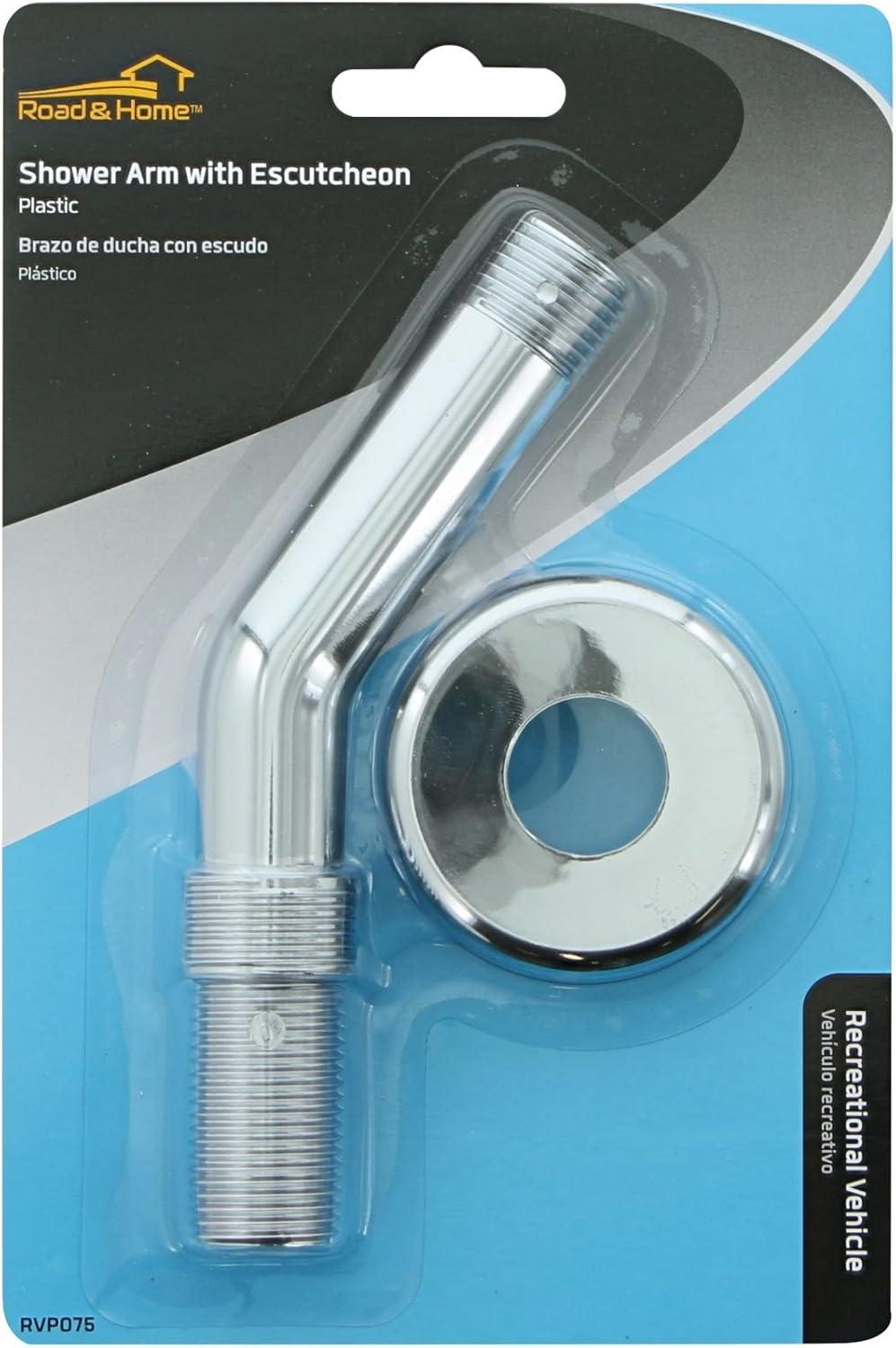 Universal Chrome Non-Metallic Shower Arm with Flange