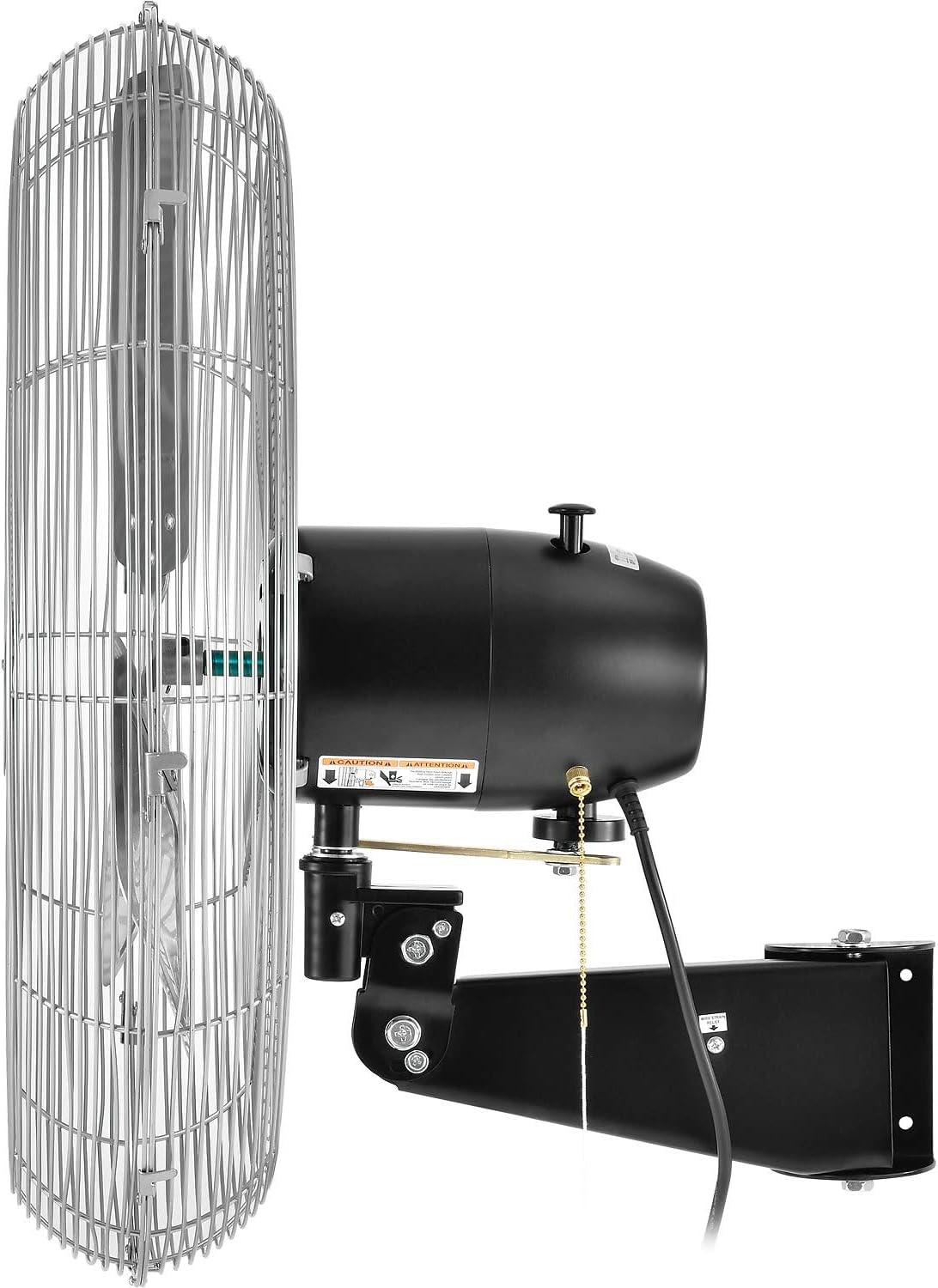 Deluxe Oscillating Wall Mount Fan, 24" Diameter, 1/2HP, 8,650CFM