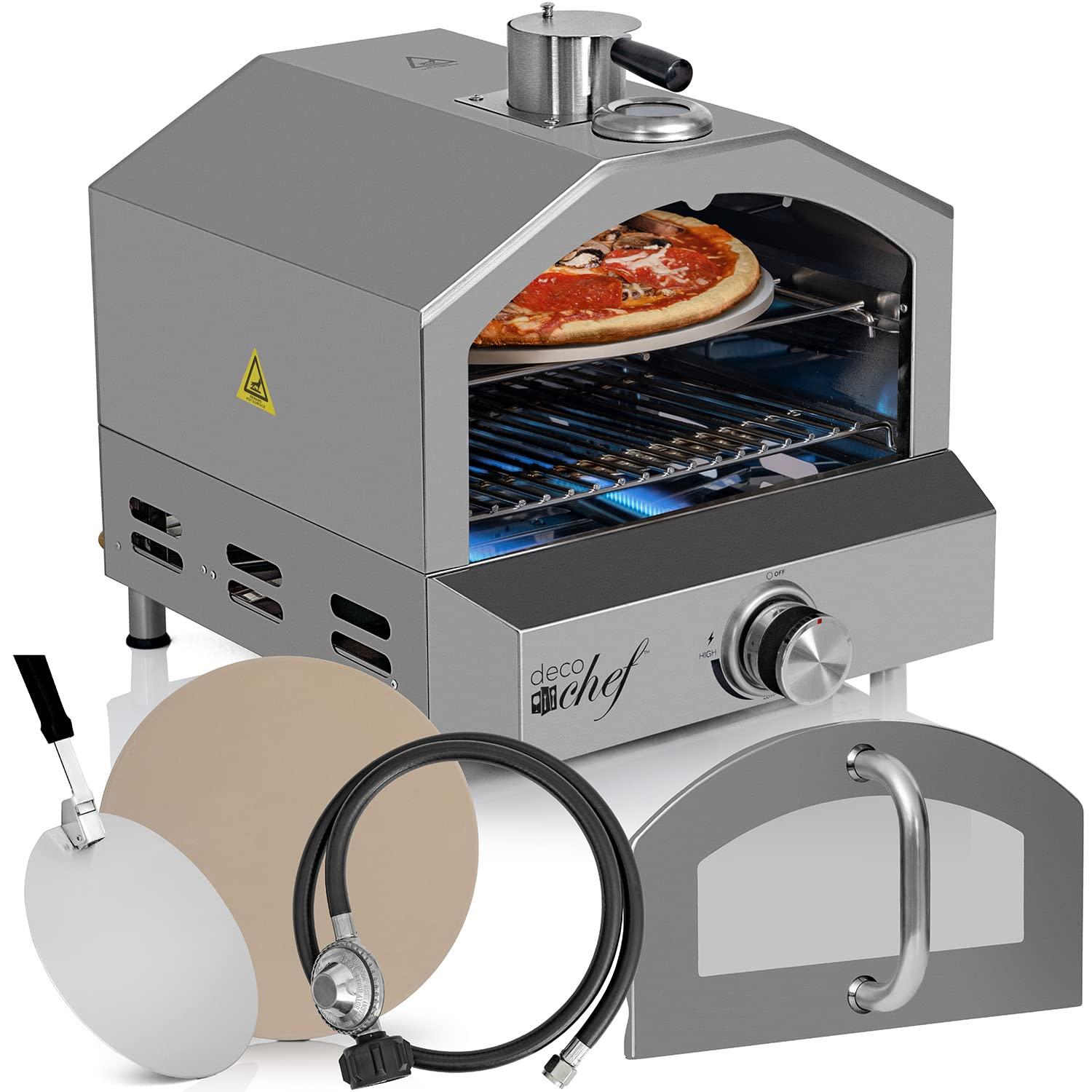 Deco Chef Deco Chef 2-in-1 Propane Gas Pizza Oven & Grill, Portable, With Pizza Stone, Peel, Rack