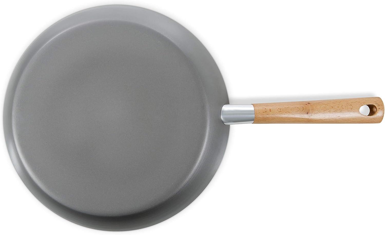 19'' Gray Carbon Steel Frying Pan with Wooden Handle