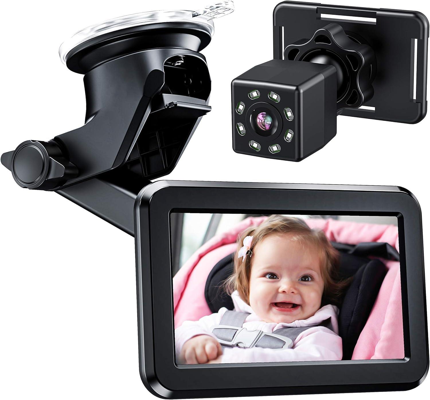 Itomoro Baby Car Mirror, View Infant in Rear Facing Seat with Wide Crystal Clear View,360Â° Rotation Plug and Play Easy Install baby car monitor 1080p