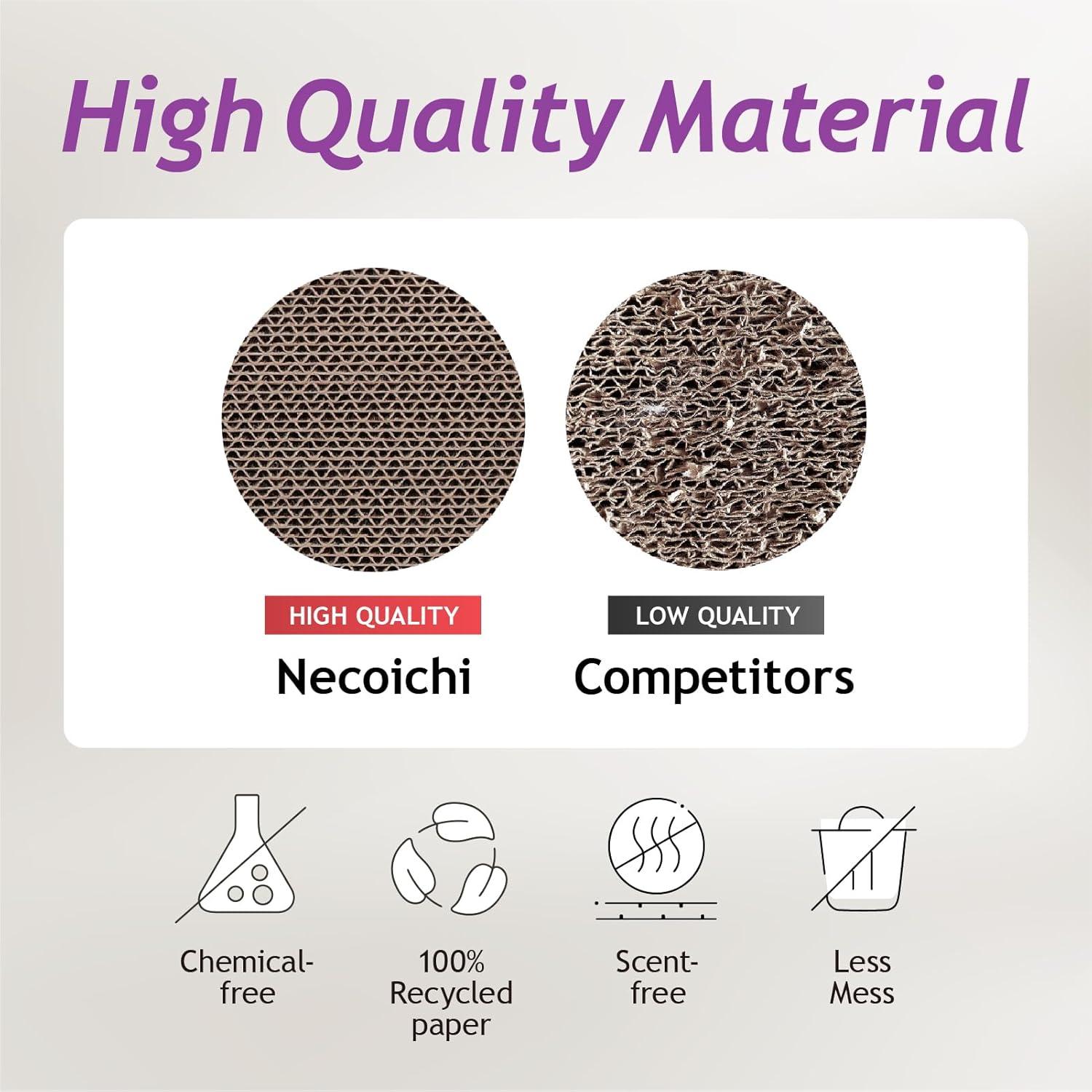 Necoichi Cat Scratcher Tower for Indoor Cats - Cat Scratching Post Lounger with Reversible Usability and Extra Comfort for Lounge, Cardboard Bed Couch / (Regular, Oak)