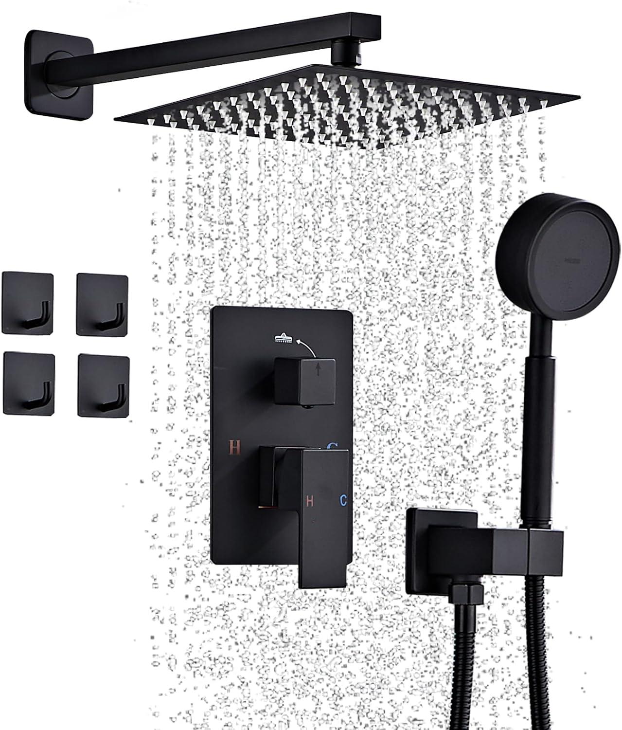 Matte Black 8-Inch Rainfall Shower System with Handheld Spray