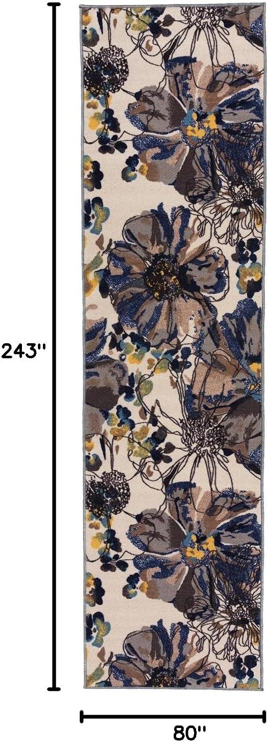 World Rug Gallery Modern Bright Flowers Non-Slip Area Rug