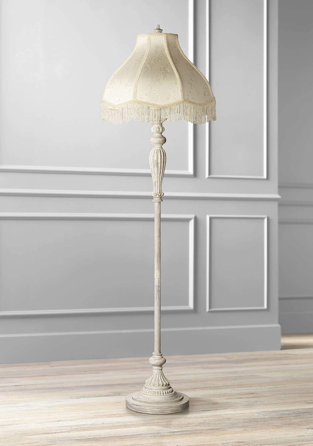 Antique White Scallop Shade Vintage Floor Lamp